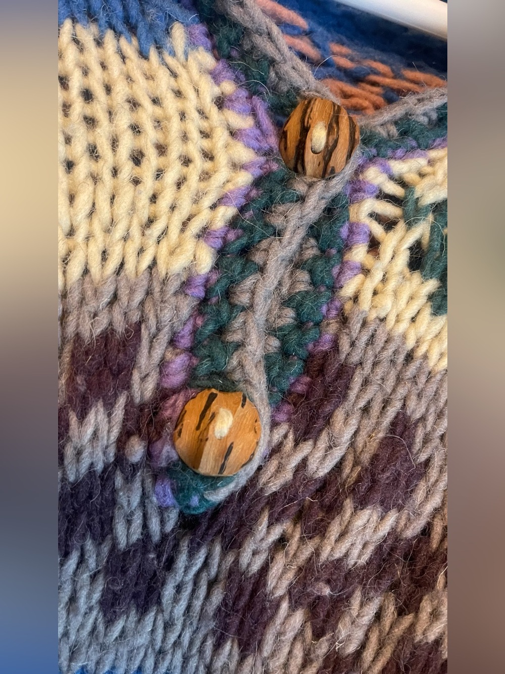 Handmade Chunky Knit Vibrant Oversized Southwestern Fair Aisle Sweater - Picture 4 of 13